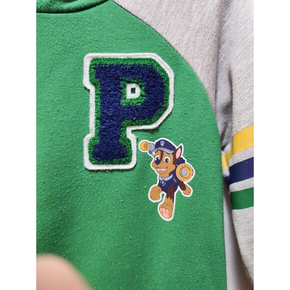 PAW PATROL BOYS 3T GREEN SWEATSHIRT CHASE HOODIE COLLEGIATE LETTER VARSITY TOON - Picture 6 of 12